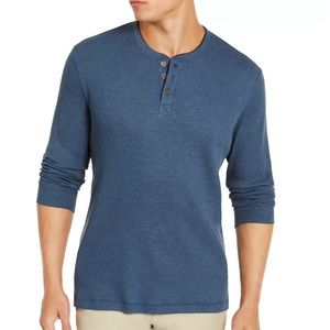 NWOT Club Room Men's Thermal Henley Shirt, Navy Small
